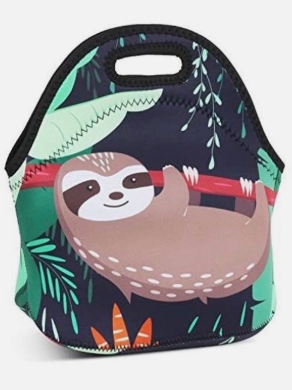 Kids/Adults Sloth Neoprene Lunch Bag - Green & Navy